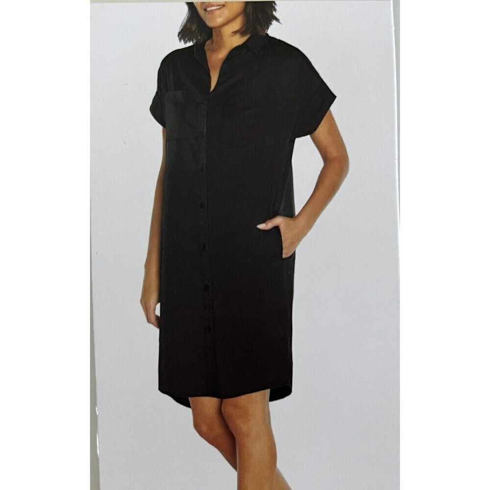 Orvis Women's Short Sleeve SMALL Button Down Dress Pockets Shapeless Lagenlook